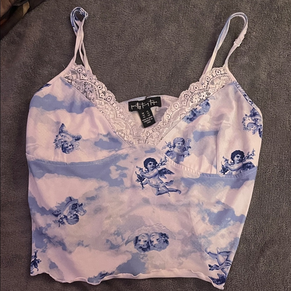 Forever 21 Cherub Print Lace Camisole